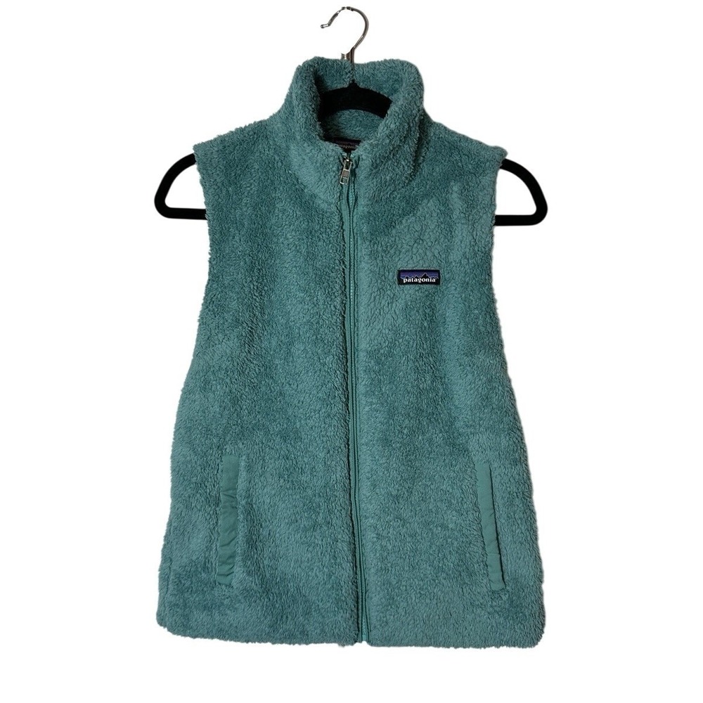 Patagonia Los Gatos Fleece Vest Womens‎ Medium Teal Blue Full Zip High Pile Soft